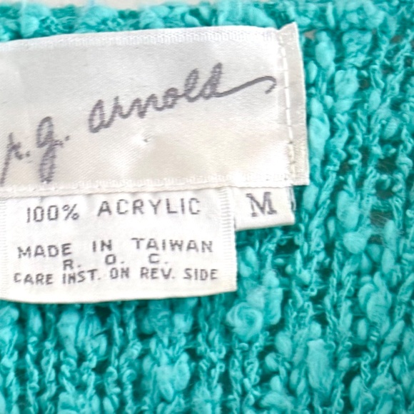 Vintage J.G. Arnold Textured Bouclé Sweater – Turquoise – Size M - Picture 4 of 6